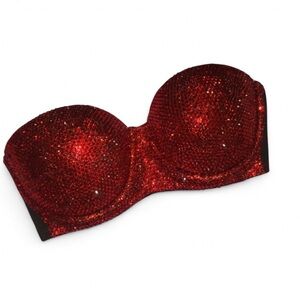 Crystal Classic Siam Red Glam Bling Strapless Bralet All Sizes New